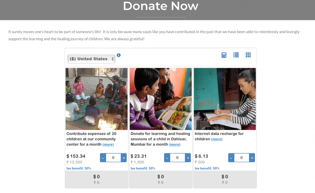 donation pages